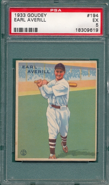 1933 Goudey #194 Earl Averill PSA 5