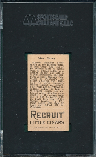 1912 T207 Carey Recruit Little Cigars SGC 2.5