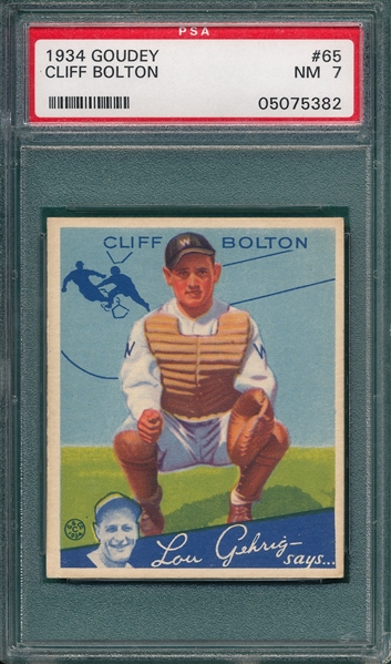 1934 Goudey #65 Cliff Bolton PSA 7