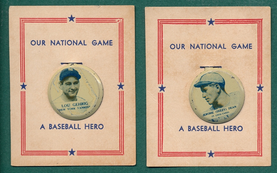 1938 Our National Game Pins, Dean & Gehrig, Lot of (2)