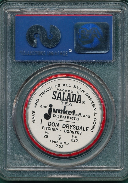 1963 Salada-Junket All-Star Baseball Drysdale & Koufax, Lot of (2) PSA 9 *MINT*