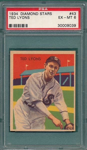 1934-36 Diamond Stars #43 Ted Lyons PSA 6