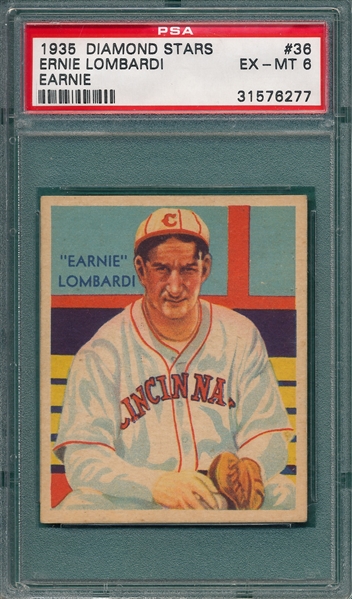 1934-36 Diamond Stars #36 Earnie Lombardi PSA 6
