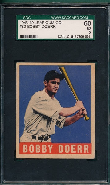 1948-49 Leaf #83 Bobby Doerr SGC 60