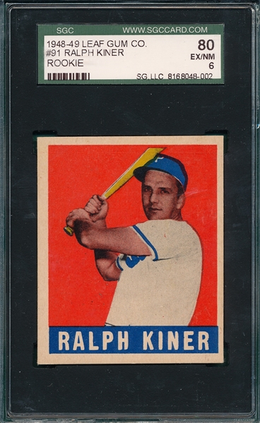 1948-49 Leaf #91 Ralph Kiner SGC 80 *Rookie*
