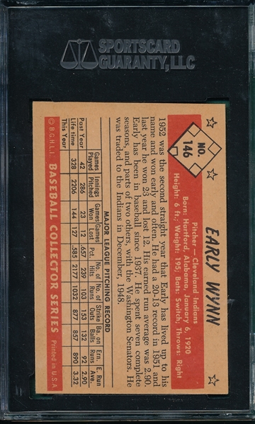 1953 Bowman Color #146 Early Wynn SGC 60