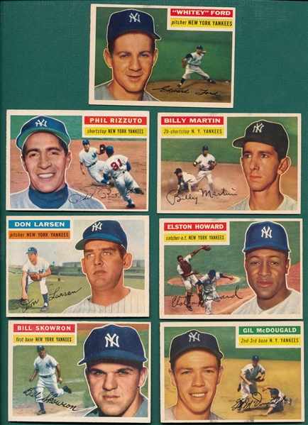 1956 Topps Yankees Lot of (7) W/ Ford