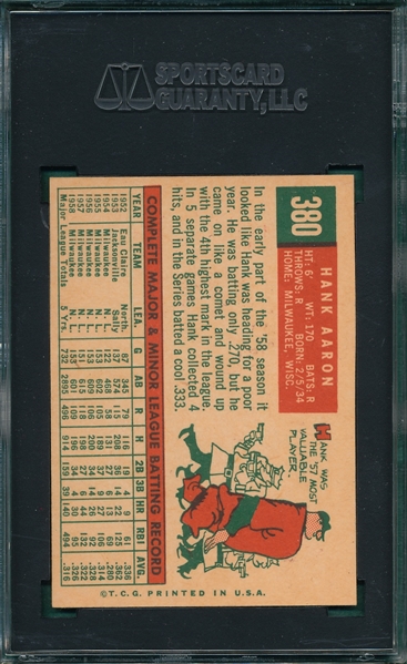 1959 Topps #380 Hank Aaron SGC 84