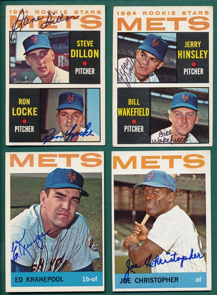 1964 Topps Lot of (20) Autographed Mets W/ Kranepool