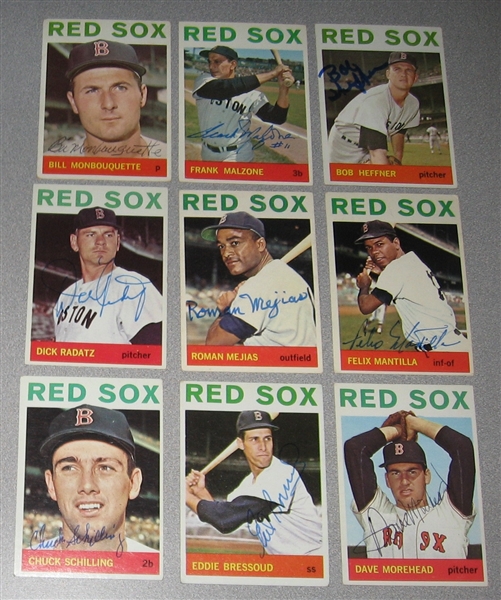 1964 Topps Lot of (13) Autographed Red Sox W/ Schilling