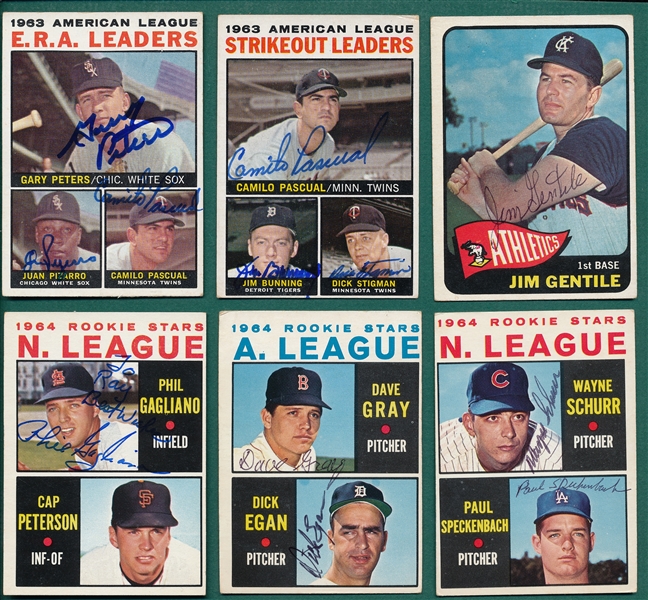 1964 Topps Lot of (15) Autographed W/ Leader Cards