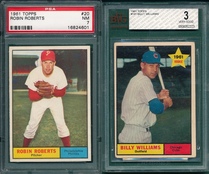 1961-69 Topps Lot of (5) W/ 1961 Billy Williams BVG & PSA