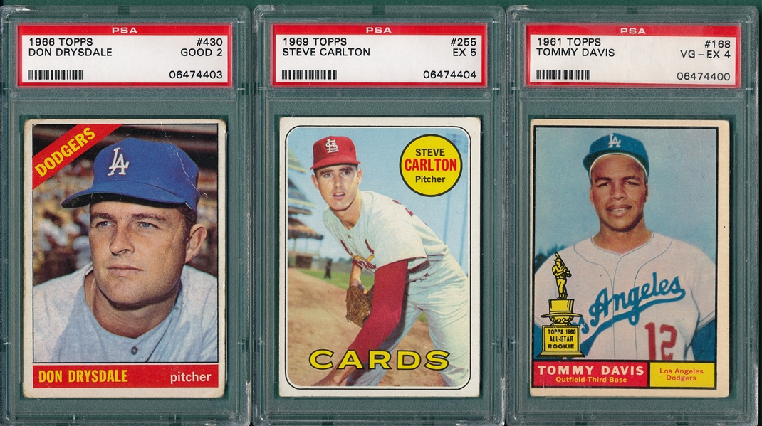 1961-69 Topps Lot of (5) W/ 1961 Billy Williams BVG & PSA