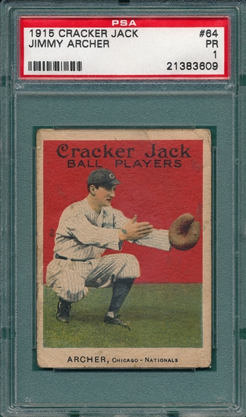 1915 Cracker Jack #64 Jimmy Archer PSA 1