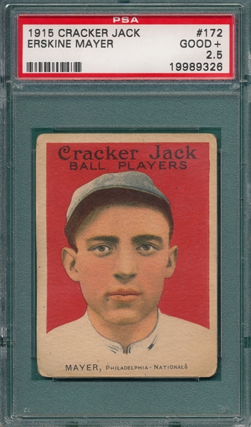 1915 Cracker Jack #172 Erskine Mayer PSA 2