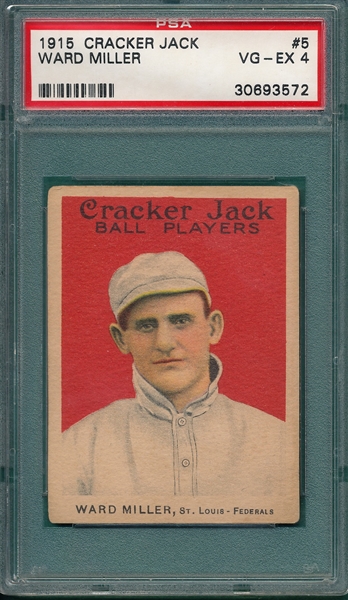 1915 Cracker Jack #5 Ward Miller PSA 4 *Federal League*