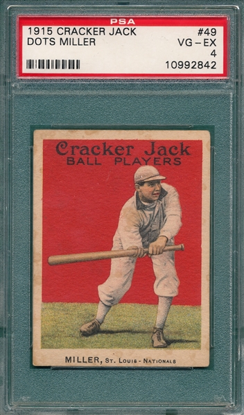 1915 Cracker Jack #49 Dots Miller PSA 4