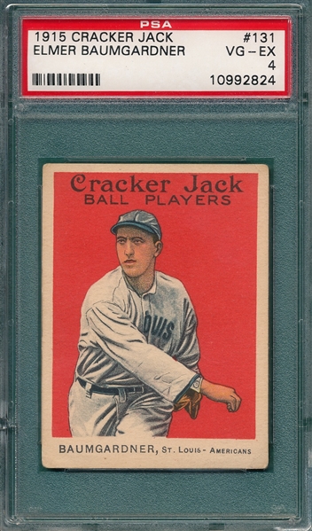 1915 Cracker Jack #131 Elmer Baumgardner PSA 4