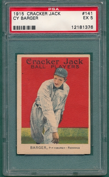 1915 Cracker Jack #141 Cy Barger PSA 5 *Federal League*