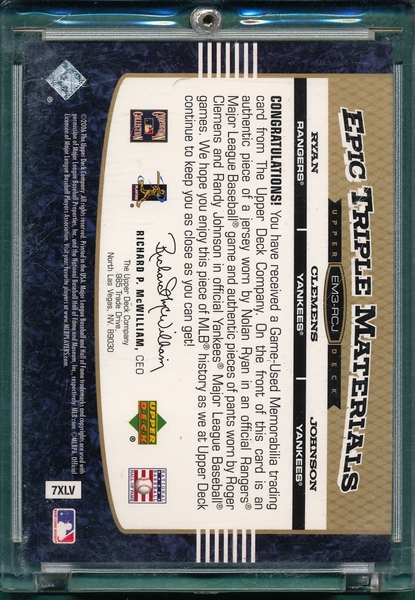 2006 UD Epic Triple Material Clemens/R. Johnson/Ryan (58/75)