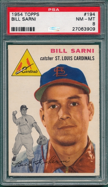 1954 Topps #194 Bill Sarni PSA 8