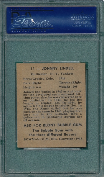 1948 Bowman #11 Johnny Lindell PSA 7