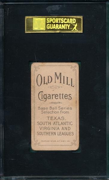 1909-1911 T206 Thebo Old Mill Cigarettes, SGC 20 *Southern League*