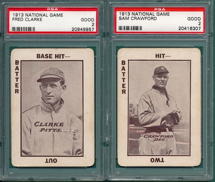 1913 WG5 National Game Clarke & Crawford, Lot of (2) PSA 2