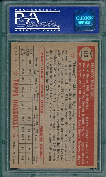 1952 Topps #112 Henry Majeski PSA 8