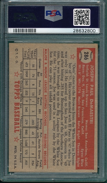 1952 Topps #286 Joe DeMaestri PSA 8.5