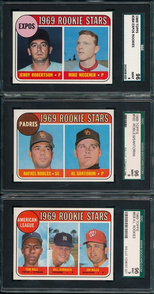 1969 Topps Rookie Stars #284, #592 and #658, Lot of (3), SGC 96 *MINT*