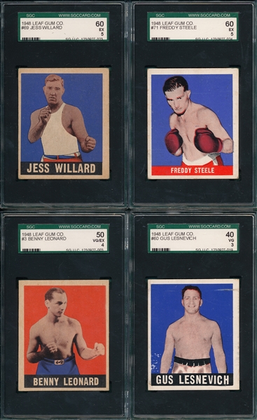 1948 Leaf Boxing, Lot of (4), #3 Leonard SGC