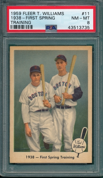 1959 Fleer Ted Williams #11 1938-First Spring Training PSA 8