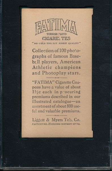 1914 T222 Marquard Fatima Cigarettes SGC 30
