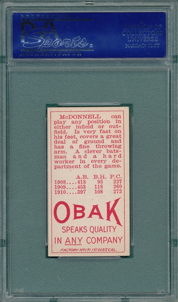 1911 T212-3 McDonnell Obak Cigarettes PSA 6