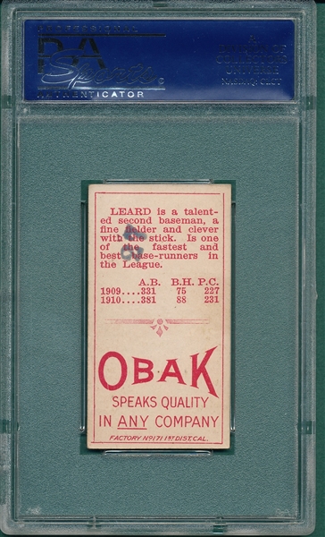 1911 T212-3 Leard Obak Cigarettes PSA 5