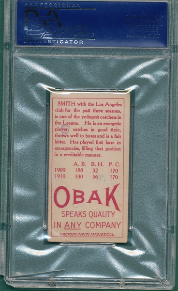 1911 T212-3 Smith, H., Obak Cigarettes PSA 5