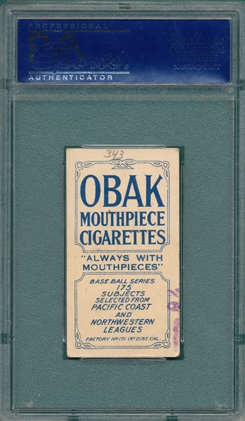 1910 T212-2 Breen Obak Cigarettes PSA 5 (MK)