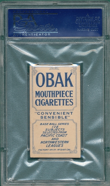 1910 T212-2 McCredie, Obak Cigarettes PSA 6 *None Graded Higher*