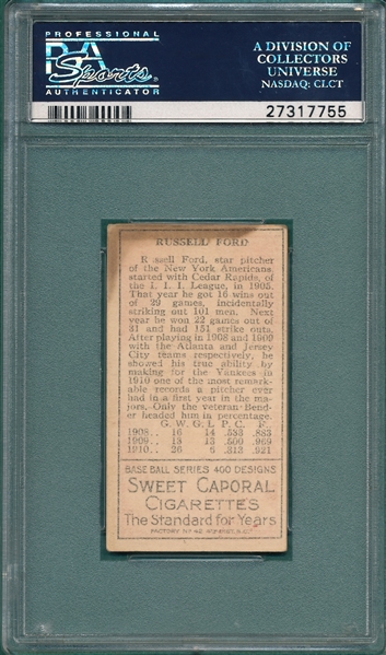 1911 T205 Ford, Black Cap, Sweet Caporal Cigarettes PSA 4