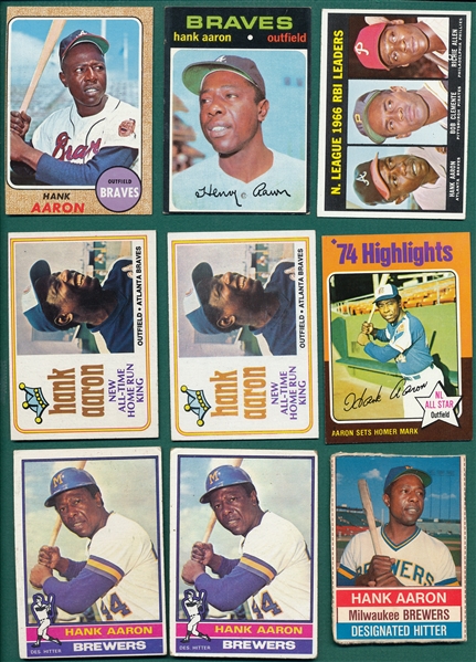 1967-76 Topps Lot of (17) Hank Aaron Cards