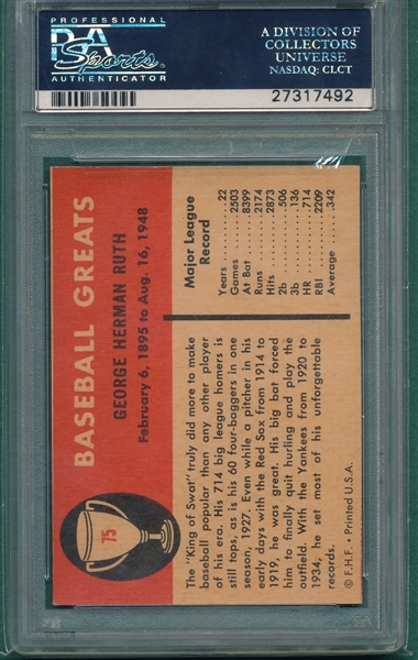 1961 Fleer #75 Babe Ruth PSA 8