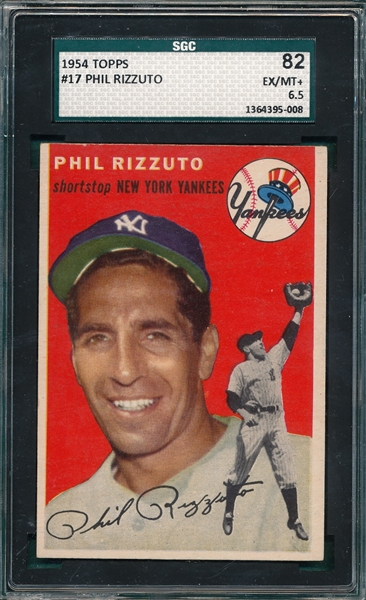 1954 Topps #17 Phil Rizzuto SGC 82