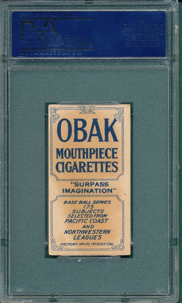 1910 T212-2 Armbruster Obak Cigarettes PSA 2