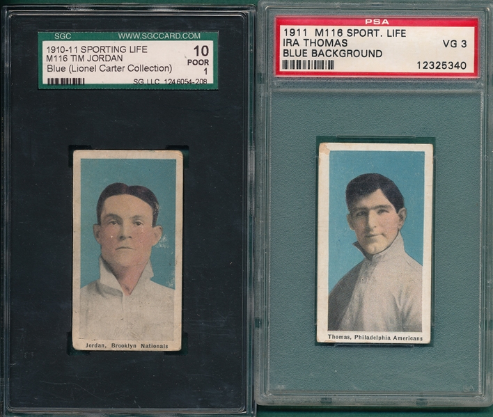 1910-11 M116 Jordan & Thomas, Lot of (2), SGC/PSA