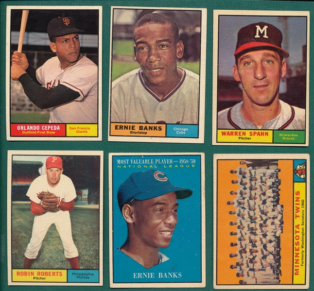 1961 Topps Lot of HOFers (12) W/ Musial