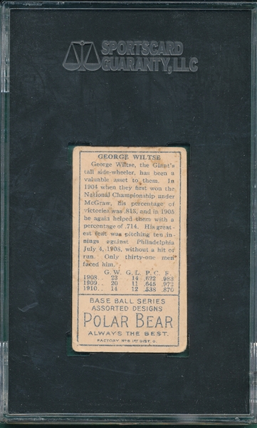 1911 T205 Wiltse, Right Ear, Polar Bear, SGC 40 *SP*