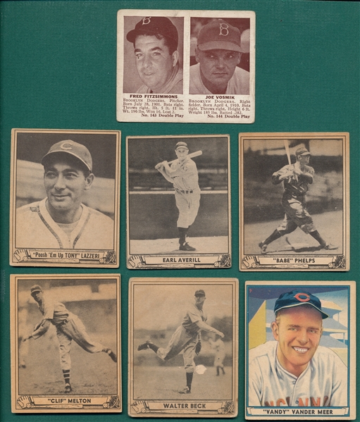1940-41 Play Ball & Double Play Lot of (7) W/ Lazzeri