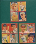 1935 Goudey 4 In 1, Lot of (3) W/ 3B Bill Terry