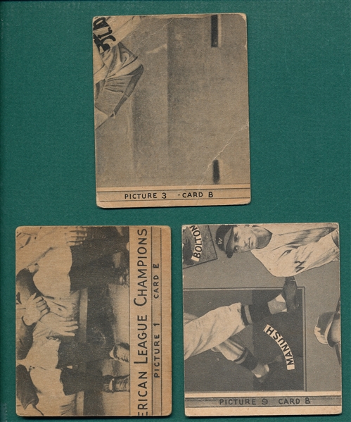 1935 Goudey 4 In 1, Lot of (3) W/ 3B Bill Terry